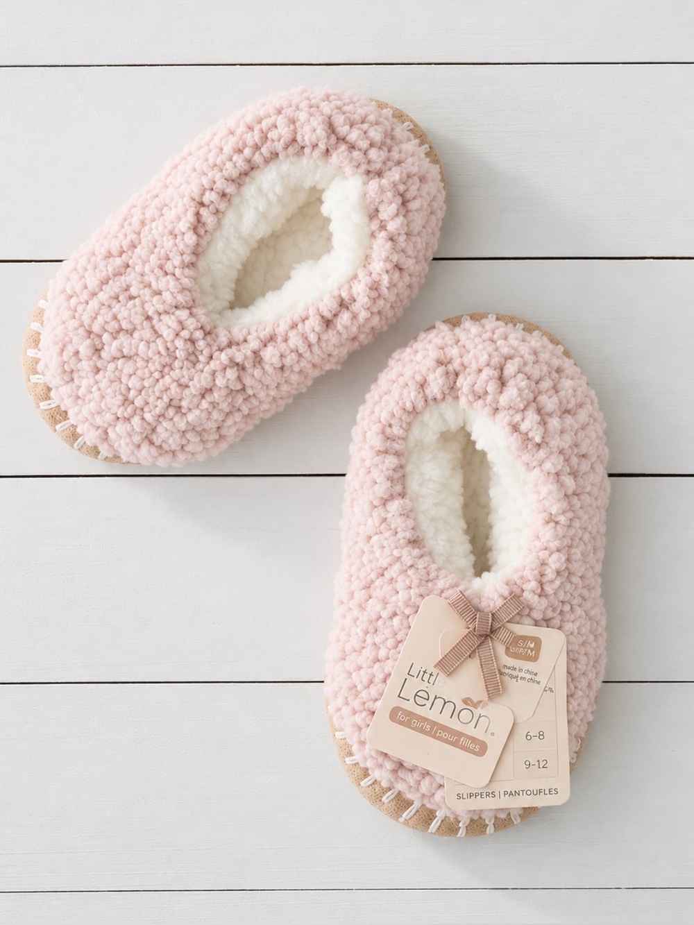 Girl’s NWT Little Lemon Apres Ski Bootie Slippers Pink 12-1 Non-Skid